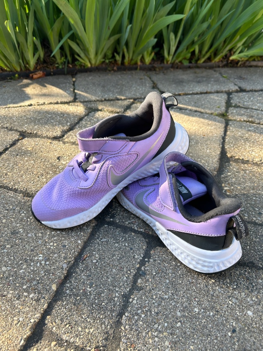 Nike Purple Kids Athletic Sneakers with Silver Swoosh